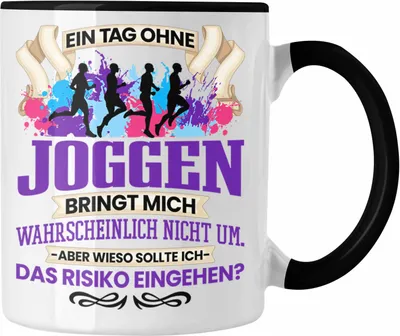 Produktbild von Trendation - Joggen Tasse Geschenk für Jogger Läufer Lustiger Spruch Geschenkidee (Schwarz)