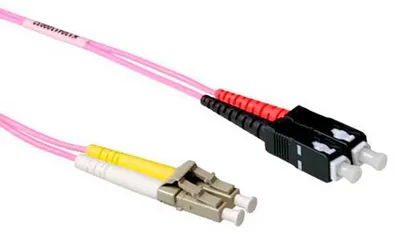 Image de ACT 1 mètre LSZH Câble patch fibre multimode 50/125 OM4 duplex avec connecteurs LC et SC
