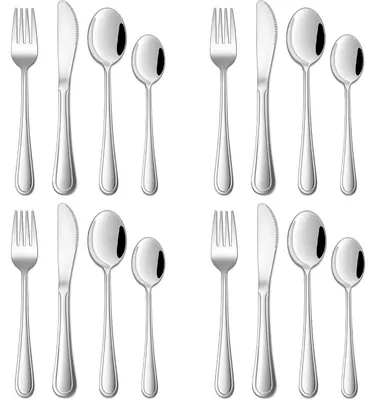 Produktbild von Kinderbesteck Set 16 Stück Edelstahl für Kinder ab 3 Jahre Löffel Messer Gabel Kleinkinder Spülmaschinenfest
