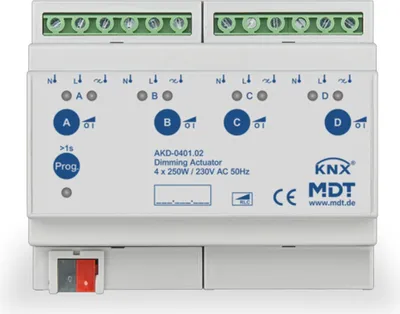 Produktbild von MDT KNX Universal Dimmaktor 4fach mit Wirkleistungszähler REG, 1 Stk.