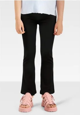 Productafbeelding van Kinderlegging Urban Classics Girls, gerecycled, hoge taille, wijde pijpen, zwart - maat 158/164