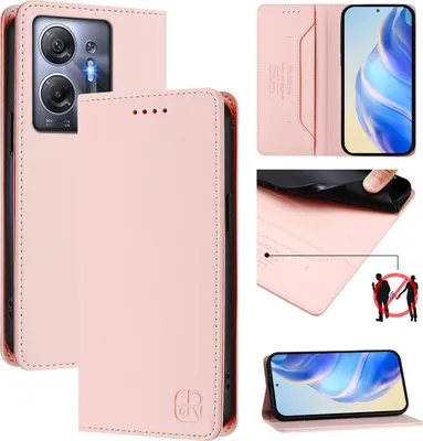 Produktbild von Lederhülle für Infinix Hot 30 5G Hülle Flip Brieftasche Kartenfächern Ständer Schutzhülle Pink