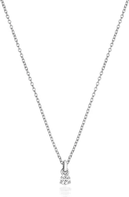 Produktbild von Funkelndes Feuer 18 Karat (750) Weißgold Damen - Diamant Anhänger mit Kette Brillant-Schliff 0.05 Karat H - SI2 - 46cm; TRS3473318KW