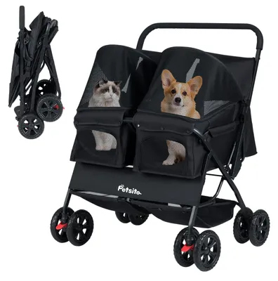Productafbeelding van FANTASK 3-in-1 hondenwagen, hondenkooi en draagzak tot 15 kg met verstelbaar net