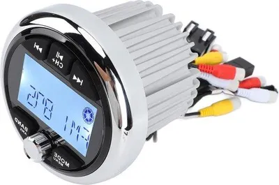 Obrázek produktu pro Námořní rádio z hliníkové slitiny – 12 V, vodotěsné, s Bluetooth, pro jachty a rekreační plavidla.