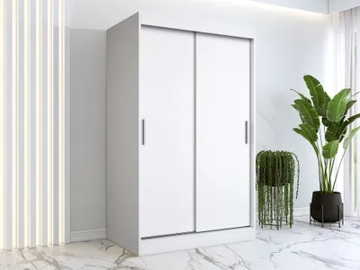 Produktbild von FurMeb24 Schiebetrenschrank GOLD -120x200cm 2-triger Kleiderschrank Ohne Spiegel, Schiebeschrank - (Weiss)