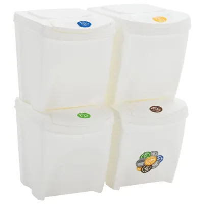 Immagine prodotto di Contenitori Impilabili Rifiuti 4 pz Bianco 100 L Polipropilene