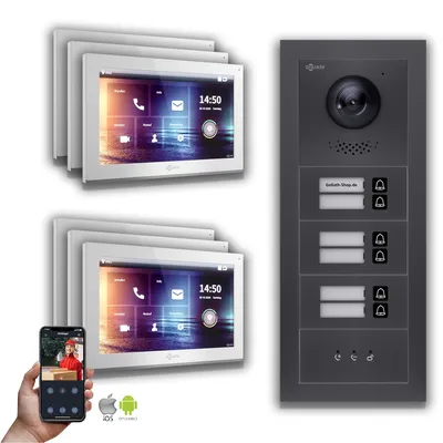 Produktbild von Goliath IP Video Türsprechanlage: 10-Zoll 6 Familienhaus, Anzeige, Anthrazit  : 10 Zoll Weiß : Unterputzdose Monitor Farbe: 10 Zoll Weiß Montage: Unterputzdose