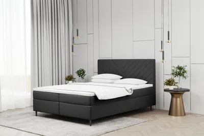 Produktbild von Boxspringbett Schlafzimmerbett BONITA 160x200cm in Stoff Matt Velvet Anthrazit