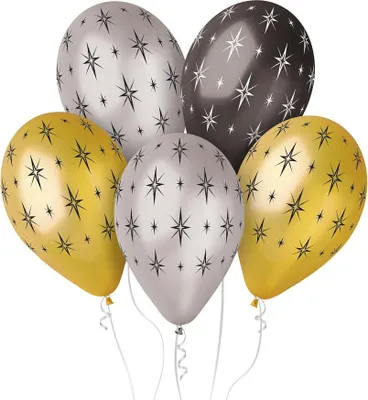 Zdjęcie produktu dla Balony Błyszczące Gwiazdy, metaliczne, 30 cm, 5 szt.