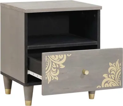 Produktbild von vidaXL Nachttisch mit Schubladen Grau 40 x 33 x 46 cm Massivholz Mango