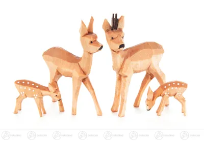 Produktbild von Reifentier Rehe geschnitzt (4)  Höhe ca 7 cm NEU