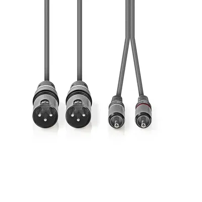 Produktbild von Nedis Balanced Audio-Kabel - 2x XLR 3-Pin Stecker - 2x RCA Stecker - Vernickelt - 1.50 m - Rund - PVC - Dunkelgrau - Kartonhülle
