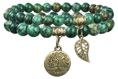 Produktbild von Armband mit Chakra-Kristallen – Set mit 2 Stück – Lebensbaum – Yoga, Reiki – Geschenk zur Geburtstagsfeier für Frauen
