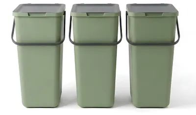 Abfallsortierung 3 x 32 l grün platzsparend mit Deckel