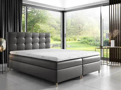 Produktbild von Boxspringbett Schlafzimmerbett ARVID 120x200cm Kunstleder Hellgrau