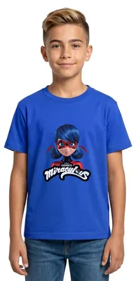 Produktbild von Spreadshirt Miraculous Ladybug Mit Logo Teenager T-Shirt, 134/146 (9-11 Jahre), Royalblau