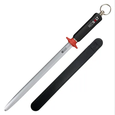 Image de REDSALT® Premium fusil à aiguiser 30cm ovale micro fin saphir pour couteaux de haute qualité | HRC 65 acier chrome vanadium  Solingen | Aiguiseur professionnel fusil à aiguiser manche ergonomique