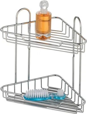 Image de Étagère d'angle Escala chromée 19x19x25 cm avec 2 étagères