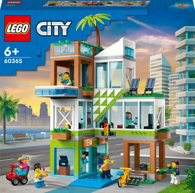 Image de LEGO 60365 City Apartment Building, jouet de construction, bâtiment modulaire avec pièces, magasin, vélo et 6 minifigures, cadeau d'anniversaire pour enfants, garçons et filles, à partir de 6 ans