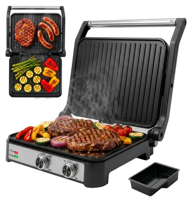 Zdjęcie produktu dla Grill elektryczny kontaktowy BERGMANN AI001 płyta ryflowana 2000 W