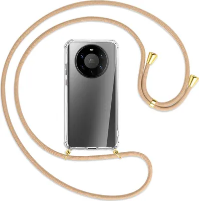 Produktbild von Handykette Backcover-Schutzhülle mit Band (Metall goldfarben) für Huawei Mate 40 Pro Plus - beige