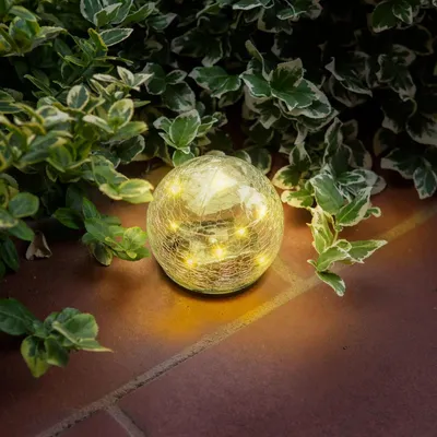 Immagine prodotto di GLOBIZ Sfera solare da giardino - 10 cm - 10 LED bianchi caldi