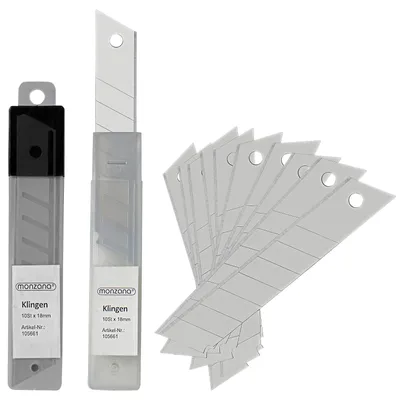 Image de MONZANA® 100 lames pour cutter de 18 mm, lames sécables extra-tranchantes à 7 segments, lames de rechange de 100 mm pour cutter, couteau à moquette, couteau à carton