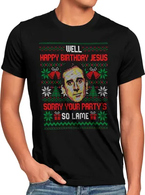 Produktbild von style3 Happy Birthday Jesus Herren T-Shirt xmas weihnachten weihnachtspullover pulli ugly sweater strick