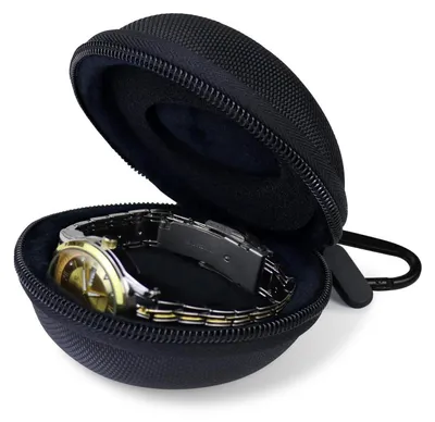 Immagine prodotto di Custodia per orologi da viaggio, nera, per uomo e donna, adatta a orologi fino a 50 mm