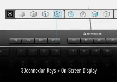 Zdjęcie produktu dla 3Dconnexion Keyboard Pro with Numpad, Pełnowymiarowy (100%), Przewodowy i Bezprzewodowy, USB + RF Wireless + Bluetooth, Przełącznik nożycowy, QWERTY, Czarny