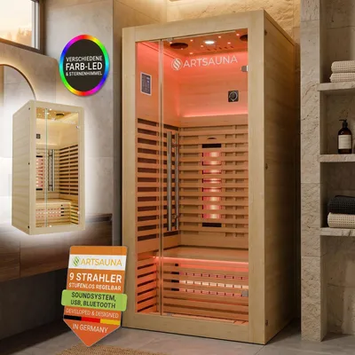 Produktbild von ARTSAUNA® Infrarotkabine Trondheim90  - Natur, Hemlockholz, Vollspektrumstrahler, LED-Beleuchtung