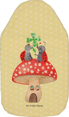 Produktbild von Mr. & Mrs. Panda Wärmflasche Marienkäfer Fliegenpilz - Gelb Pastell - Geschenk, Kuschelwärmflasche, Wärmekissen, Wärmflaschen, Lustige Sprüche, Haus, naturkautschuk