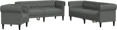 Zdjęcie produktu dla VidaXL, sofa do salonu, 3 sztuki, ciemnoszary, obita tkaniną