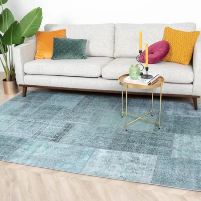 Produktbild von Volero - Teppich Patchwork - Estate Blau Grün - 80x150 cm - Wohnzimmer, Esszimmer, Schlafzimmer - Klassik, Modern, Orientalisch