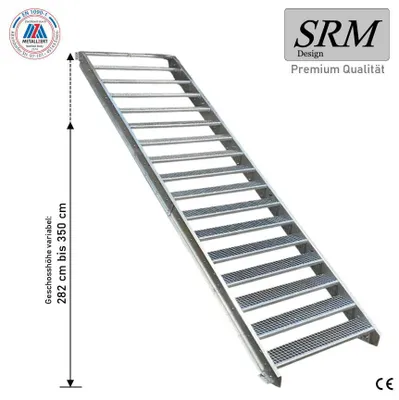 Produktbild von 17 Stufen Stahltreppe Breite: 160 cm Geschosshöhe 282-350cm  inkl. Zubehör