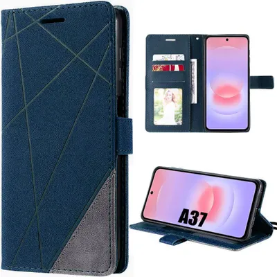 Image de Coque pour Samsung Galaxy A37 5G, Protection Cuir Synthétique Antichoc Anti-Rayures Bleu Marine