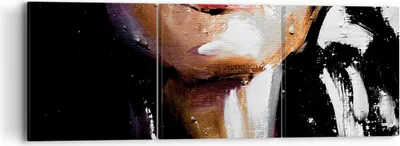 Produktbild von Bild auf Leinwand - Leinwandbild - 3 Teile - Öl Mund Frau - 90x30cm - Wand Bild - Wanddeko - Wandbilder - Leinwanddruck - Bilder - Wanddekoration - Leinwand bilder - Wandbild - CA90x30-4724