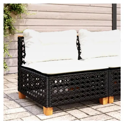 Produktbild von Gartensofa ohne Armlehnen mit Kissen in Schwarz aus Poly Rattan