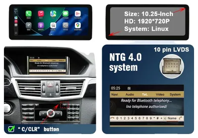 Produktbild von Carplay, Touchscreen, Multifunktionsunterstützung, kompatibel mit Mercedes-Benz E-Klasse W212 2009-2018, 10,25 Zoll NTG4.0
