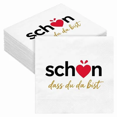 Produktbild von Servietten Geburtstag Schön Dass Du Da Bist Weiß 80 Stück