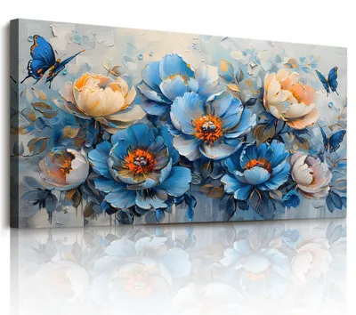 Productafbeelding van Solidchoice - Canvas Wanddecoratie Bloemen 50 x 100 cm