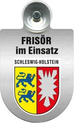 Produktbild von Einsatzschild mit Saugnapf - Frisör im Einsatz - incl. Regionenwappen nach Wahl 393815 Color - Region Schleswig-Holstein