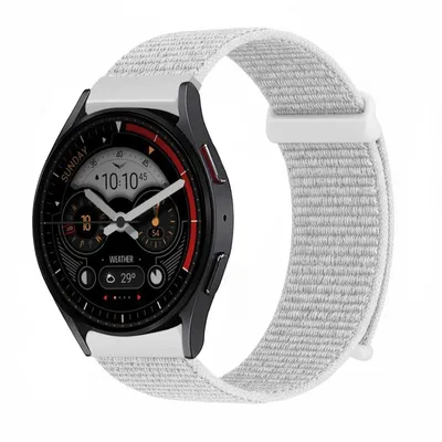 Produktbild von Smartwatch Armband für Samsung Galaxy Watch3 41mm Nylon Textil Band Ersatzband Wechselband Klettverschluss flexibel atmungsaktiv Weiß