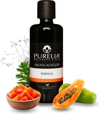 Produktbild von PURELIA Saunaaufguss Konzentrat Papaya 100 ml natürlicher Sauna-aufguss - reine ätherische Öle
