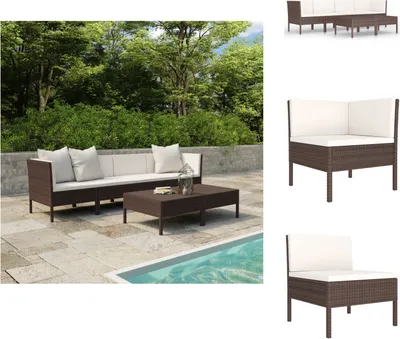 Produktbild von vidaXL 6-tlg. Garten-Lounge-Set mit Auflagen Poly Rattan Braun -  Gartenmöbel-Sets