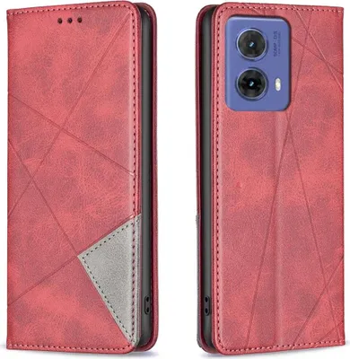 Produktbild von Mobigear Rhombus Slim  Motorola Moto G85 Hülle Klapphülle - Rot