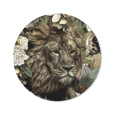 Produktbild von MuchoWow® Mauspad Mousepad Löwe - Blumen - Blatt 20x20 cm - Mousepads - Maus Mat - Pad - Mausunterlage - Schreibtischmatte