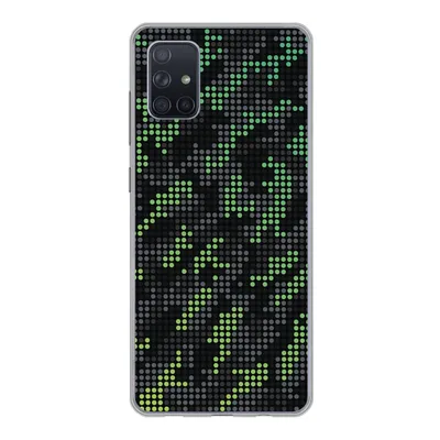 Produktbild von MuchoWow® Handyhülle Schutzhülle Hülle für Samsung Galaxy A71 Camouflage-Muster aus grünen und grauen Punkten Silikon Softcase Handy Hülle - Kartenbesitzer