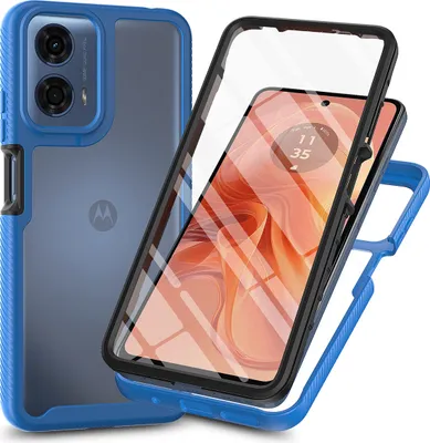 Produktbild von Hülle für Motorola Moto G35, Bumper mit Eingebautem Displayschutz Komplettschutz Schutzhülle Navy blau